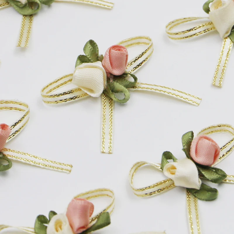 (20 Pcs/pack) 45mm Rose Bud Bow Wedding Gift Box Hair Accessories Home Christmas Bow Festival Decoration Handmade Exquisite