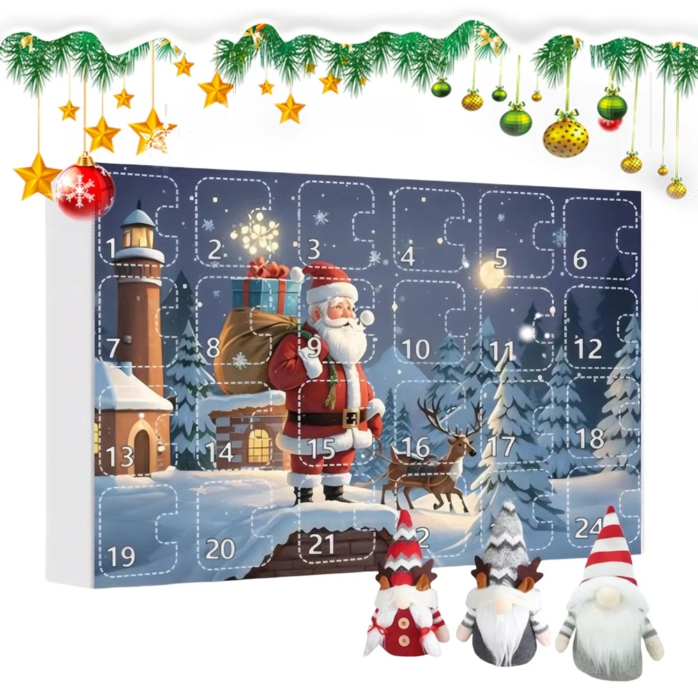 Christmas Gnome Holidays Advent Calendar 2024 24 Days Xmas Countdown Calendar with Gnome Plush Toys for Kids Christmas Gift Set