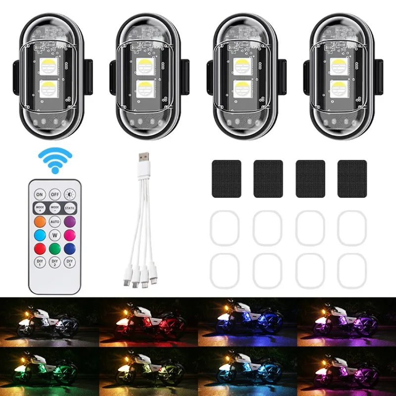 Airplane Flashing Lights Wireless Remote Control LED for Car Auto Motorcycle Bike Drone Anti-collision Warning Lamp Flash Indica