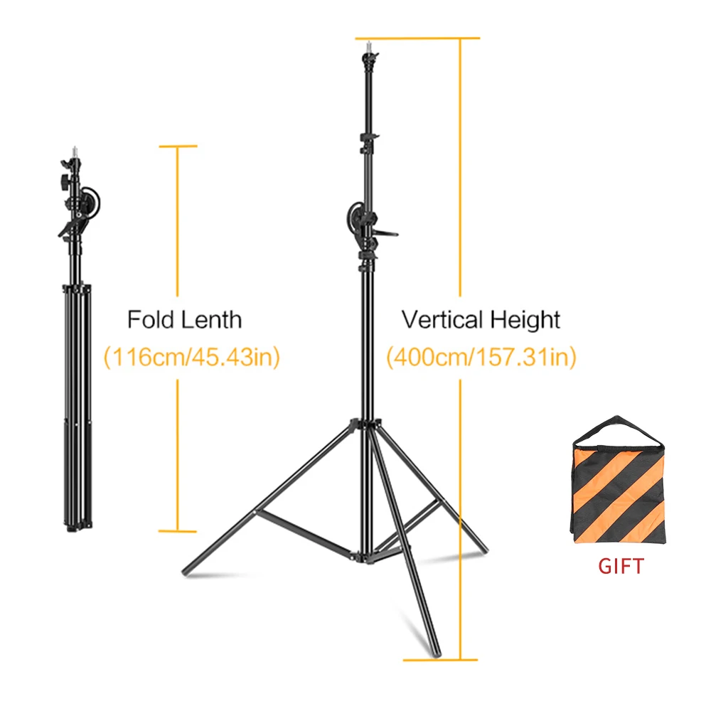 SH 2.8m/9.1ft Photography Studio Metal Light Stand Cross Arm With Weight Bag Accessory Kit Retractable Cantilever