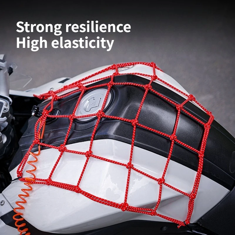 Motorcycle Sundries Mesh Net – Rear Seat Elastic Helmet Luggage Net with Reflective Strap