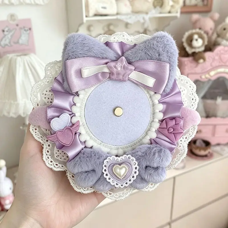 Cute Purple Cat Ears Cat Ears Badge Rosette. For 58mm Badge Accessories. Quadratic Element Luxury Handmade Anime Cosplay Crafts
