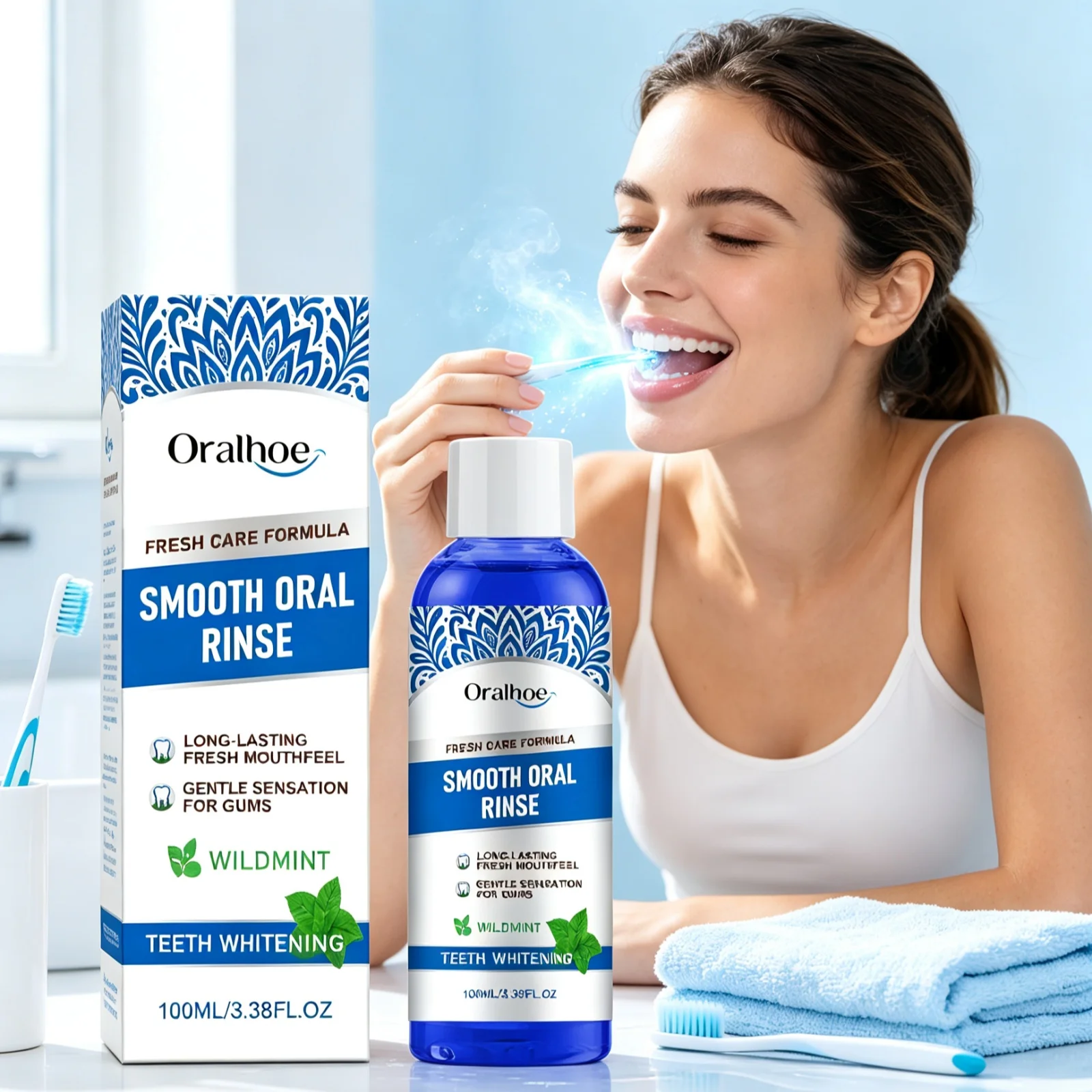 ORALHOE Oral Fresh Mouthwash Improve Mouth Odor Remove Food Residues Reduce Tonsil Stone Alcohol-Free Daily Oral Care Mouthwash