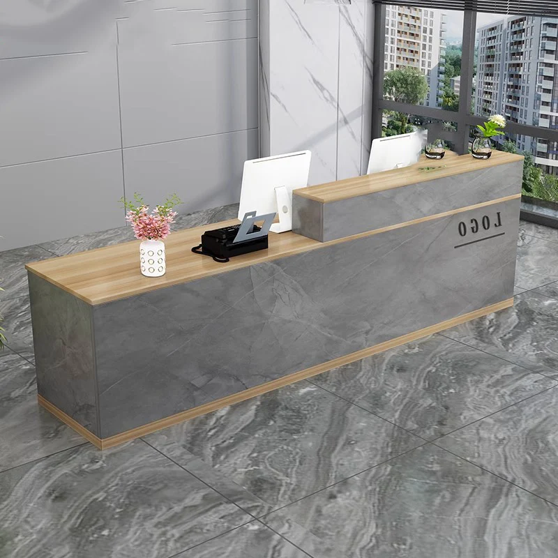 

Office Trendy Reception Desk Counter European Wood Vintage Aesthetic Reception Desk Counter Beauty Modern Commercial Furniture
