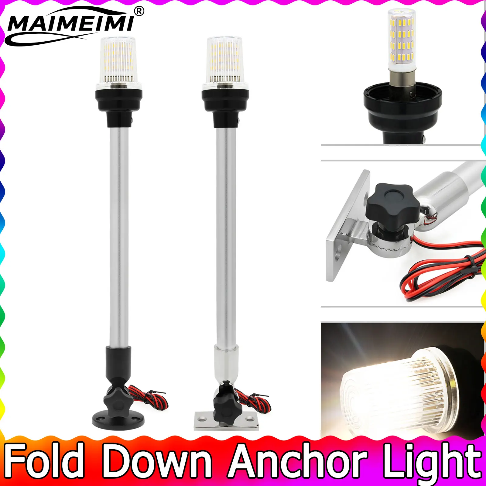 

Fold Down 180 Degree White LED Boat Navigation Light for Sailboat Marine Anchor Light Sailing Signal Lamp Boat Accessories