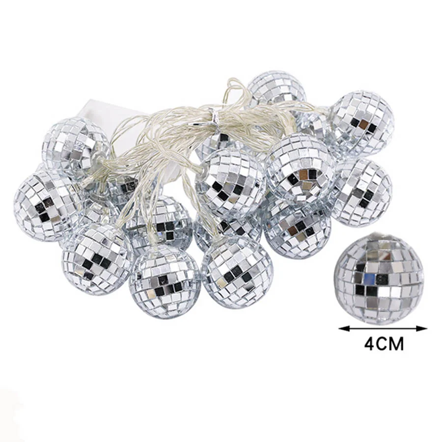 3M 20LED Mirror Disco Ball Fairy Light Battery Powered Glass Ball String Light Home Party Christmas Tree Decor Garland Light