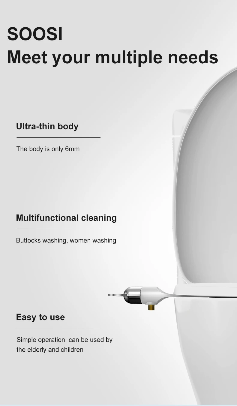 Lightweight Ultra-thin Non-Electric Bidet Toilet Seat