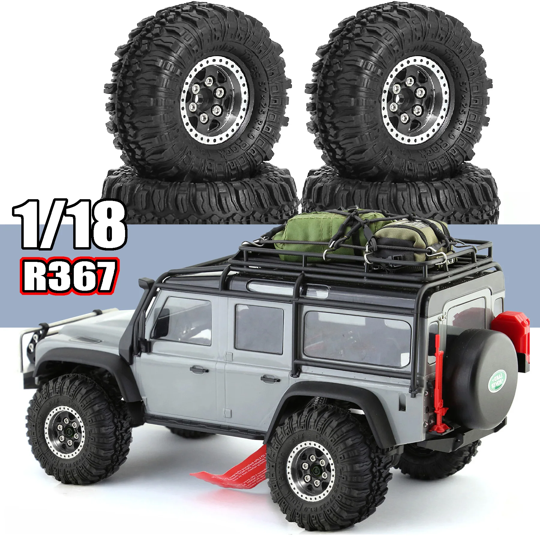 RED SPIDER 4Pcs 57mm 1.0 In RC Beadlock Wheel Tires Mud Terrain Tyre Set For 1/18 1/24 Mini Crawler Axial SCX24 Traxxas TRX4M