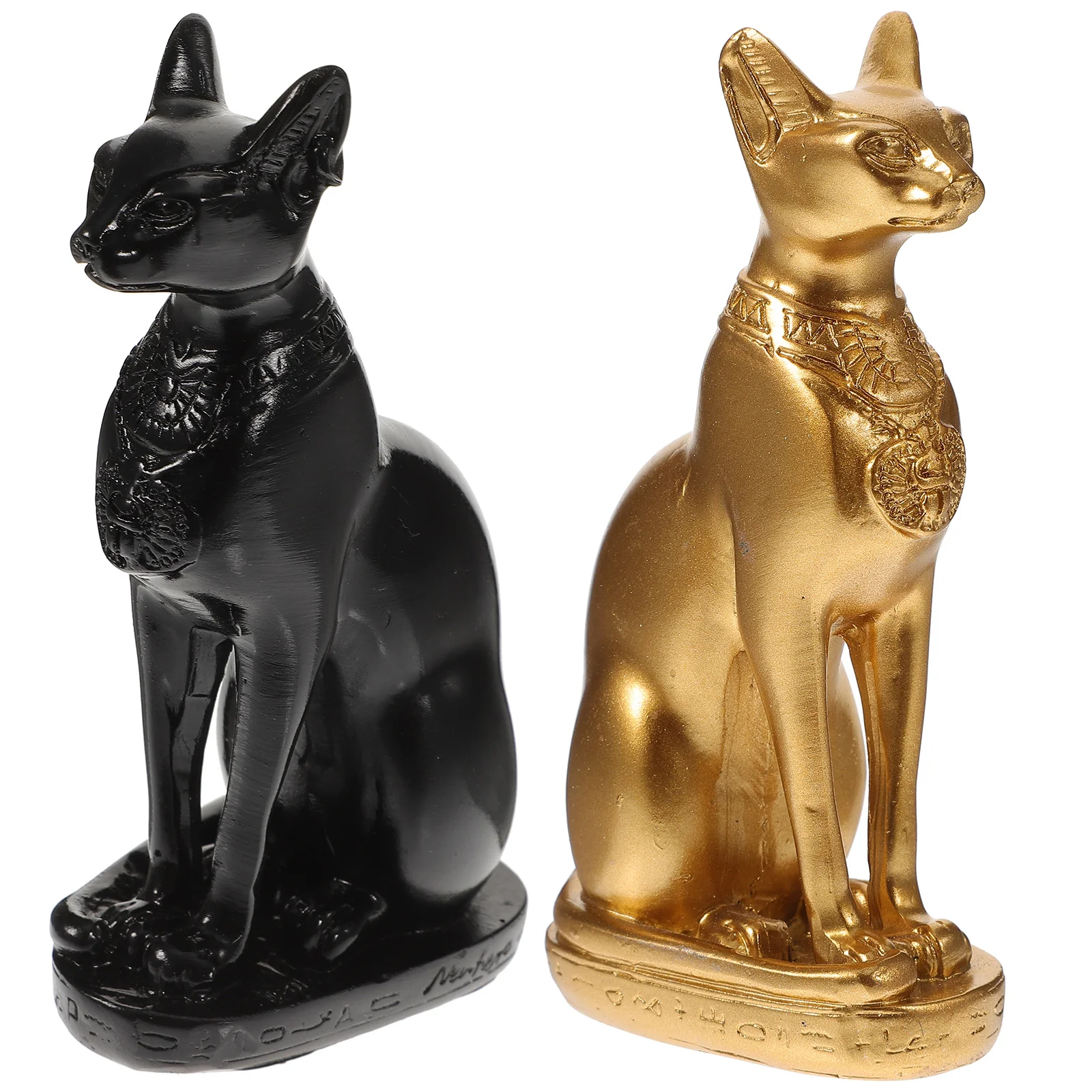 2 Pcs Model Cat God Ornament Child Lucky Fortune Resin Egyptian Goddess Animal Figurines