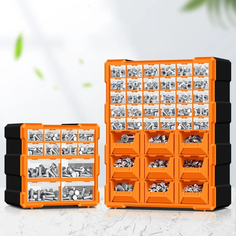Transparent Multi-cell Plastic Parts Box Large Capacity Tool Storage Component Box Drawer Type Combined Storage Box
