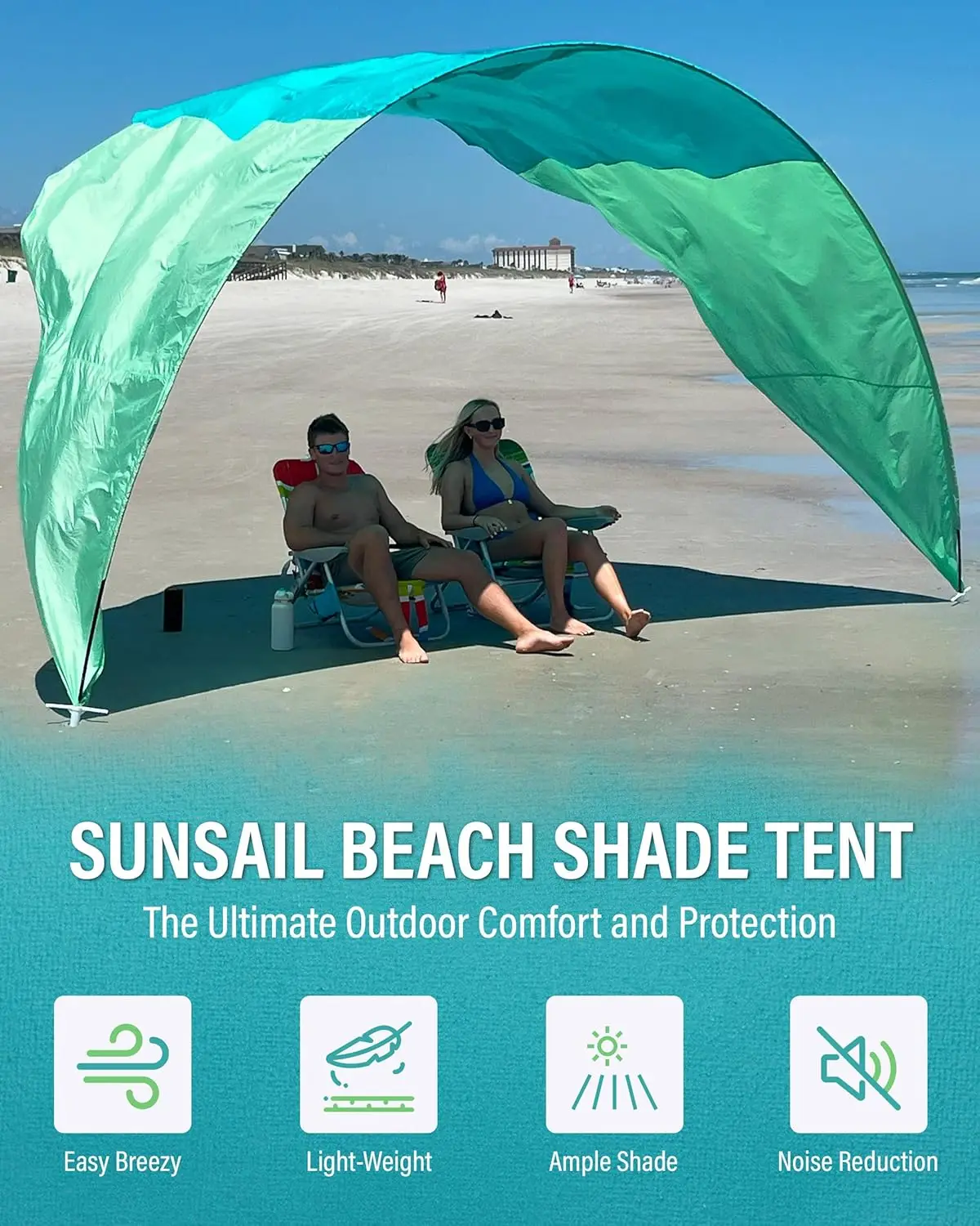 Shades Pop Up Canopy Tent for Beach - UV50 Sun Protection - Lightweight - Outdoor Sun Shade Canopy - 150+ Sq Ft of Beach Sun She