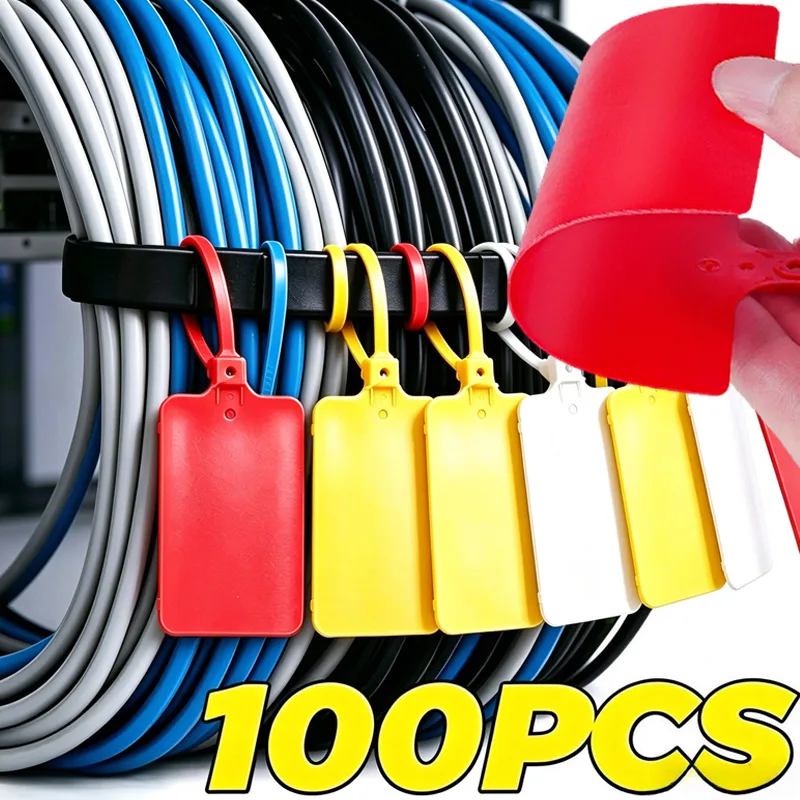 Plastic Cable Ties Blank Label Tags Ethernet Network Label Marker Self Locking Sign Tags for Home Office Garden Classification