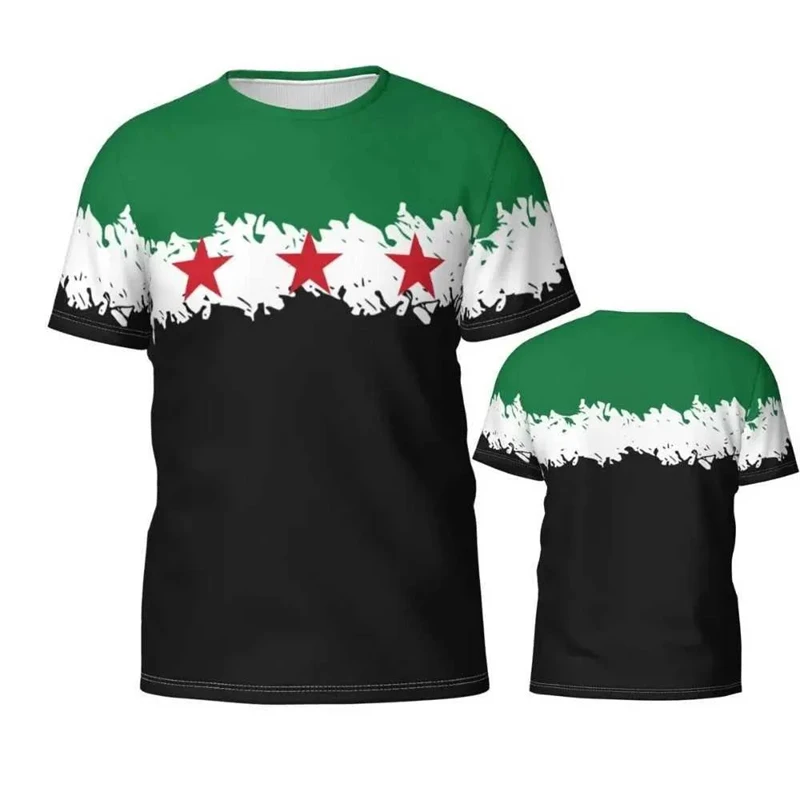 Free Syria Flag Graphic T-shirt Fashion Street Sport Oversized Pullover Top Syrian Outdoor Casual Pattern 2025 Fashion New Tee