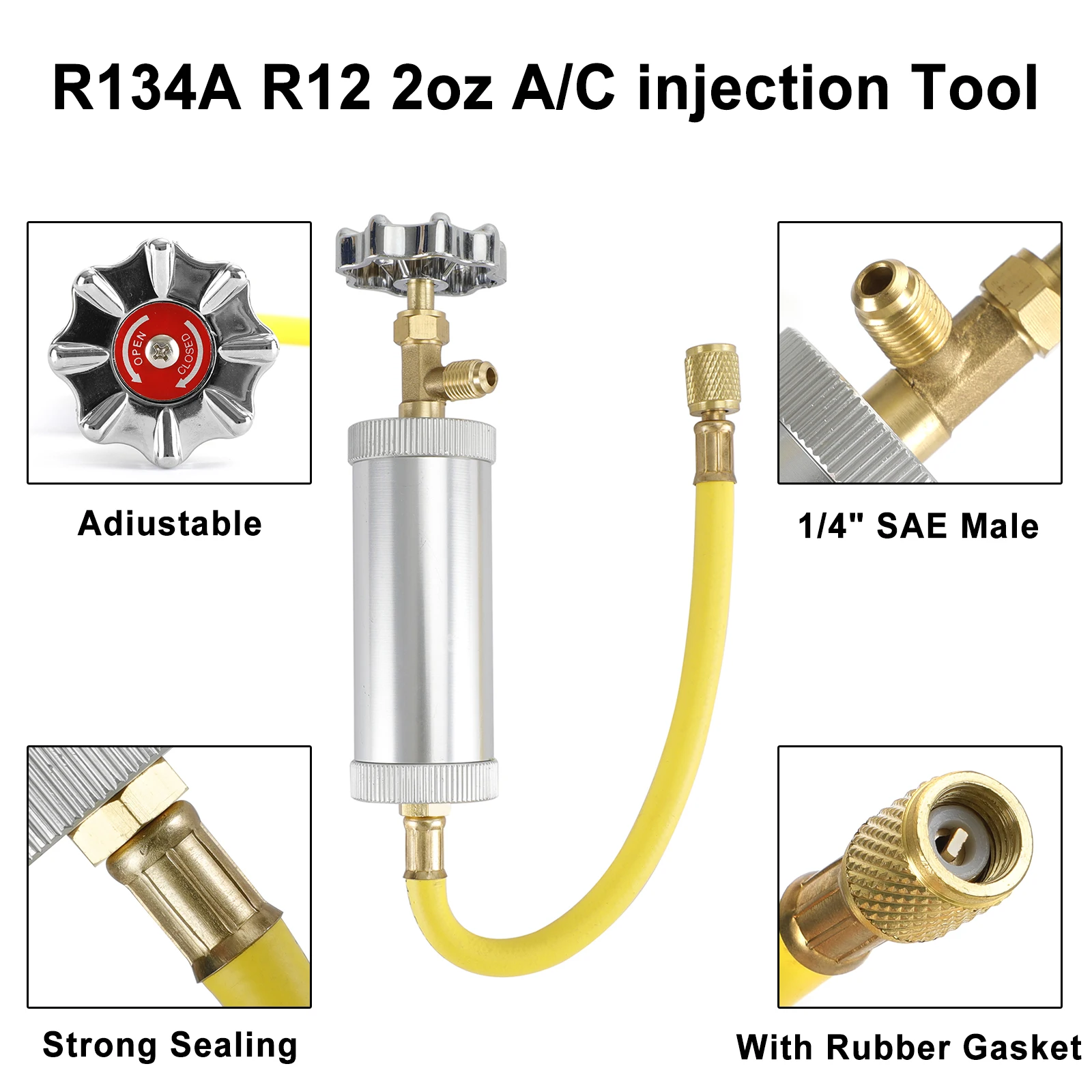 

Artudatech R12 AC Oil Dye Injector R134A R12 2oz A/C Air Conditioning Injection Tool