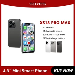 SOYES XS18 Pro Max 4G мини смартфон Android 10 4,3 дюймов 2 ГБ + 16 Гб телефон 2750 мАч 13 МП Google Play Store маленький сотовый телефон OTG