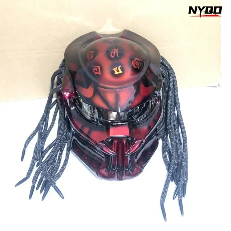 Casco de motocicleta Retro Iron Blood Warrior Predator todoterreno casco de cara completa certificado DOT ECE hombres casco personalizado Moto