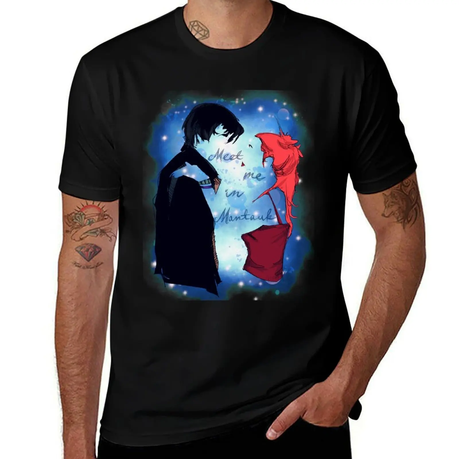 

Футболка Meet Me In Montauk, эстетическая одежда, топы больших размеров, хлопковые мужские футболки, одежда на заказ для мужчин