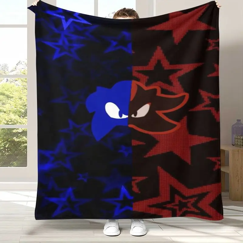 Vintage S-Sonic Rings K-Knuckles Game Flannel Throw Blanket,Cozy Warm Blanket for Bed,Sofa,Living Room,Picnic,Camping,Home Decor