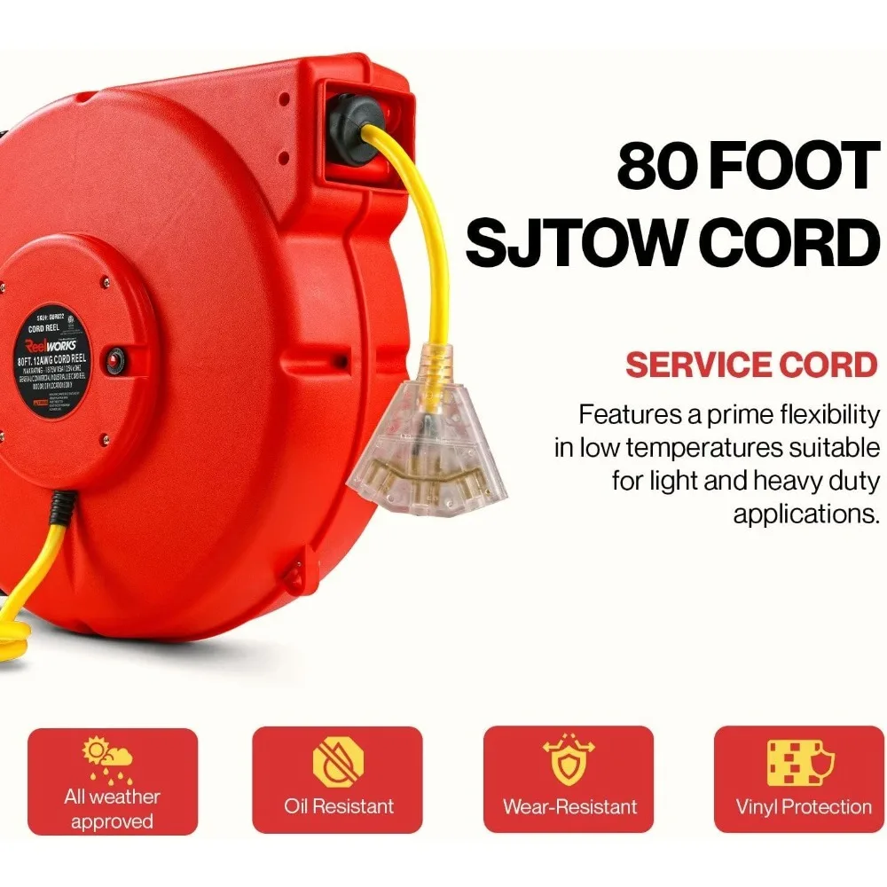 جديد - بكرة سلك تمديد قابلة للسحب أطول صناعية 12awg × 80' قدم تجارية ممتازة ومرنة للغاية - توصيل سريع #3