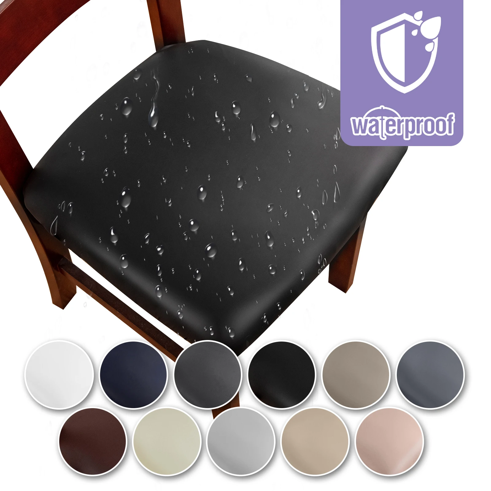 1PC PU Waterproof Chair chair cover stretch Cushion Cover  Dining chairs cover Chairs for kitchen Desk chair covers  ﻿