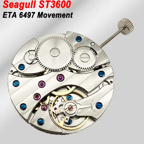 새로운 시걸 ST3600 기계식 무브먼트 고정밀 ETA 6497 무브먼트 대체품 17석 9시 소형 초침 모드 메커니즘 부품