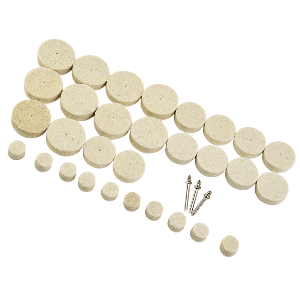 

33-Piece Wool Buffing Wheel Kit for Rotary Tool Use with 3mm Shank Diameter Suitable for Polishing Metal Wood and Other Surfaces