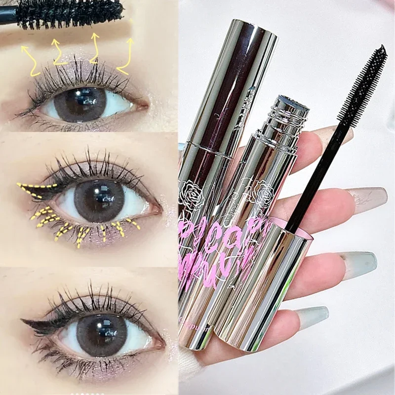 Waterproof Black Brown Lash Mascara Makeup Silk Fiber Non-smudge Eyelash Extension Thick Lengthening Eye Lashes Mascara Cosmetic