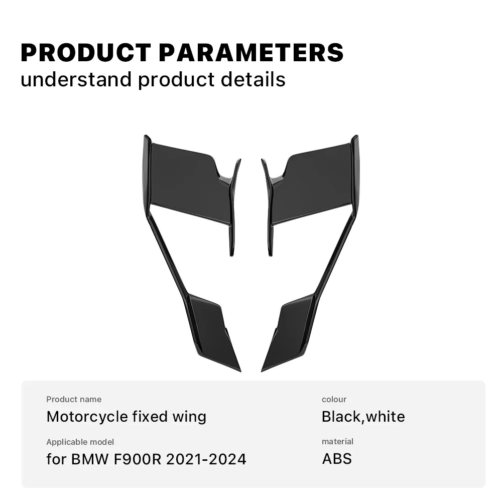 New Motorcycle Winglet Spoiler For BMW F900R 2021 2022 2023 2024 F 900 R Windshield Wings Fairing Front Aerodynamic Fixed Wing