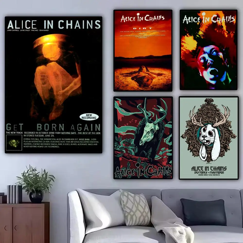 Rock Band A-Alice In Chains Poster Modern Aesthetic Wall Art Poster Minimalist Room Decoration Items