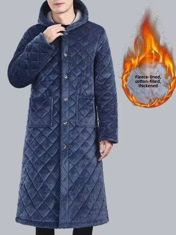 

Мужская зимняя утепленная хлопковая куртка с капюшоном на флисовой подкладке, длинное пальто, грязеотталкивающая рабочая одежда, комфортная для дома, модная, в городском стиле