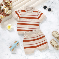 Newborn Baby Clothes Sets 1-3Y Summer Outerwear Infant Boys & Girls Short Sleeve Tee Tops+Shorts Outfits Toddler Kids Knit Suits