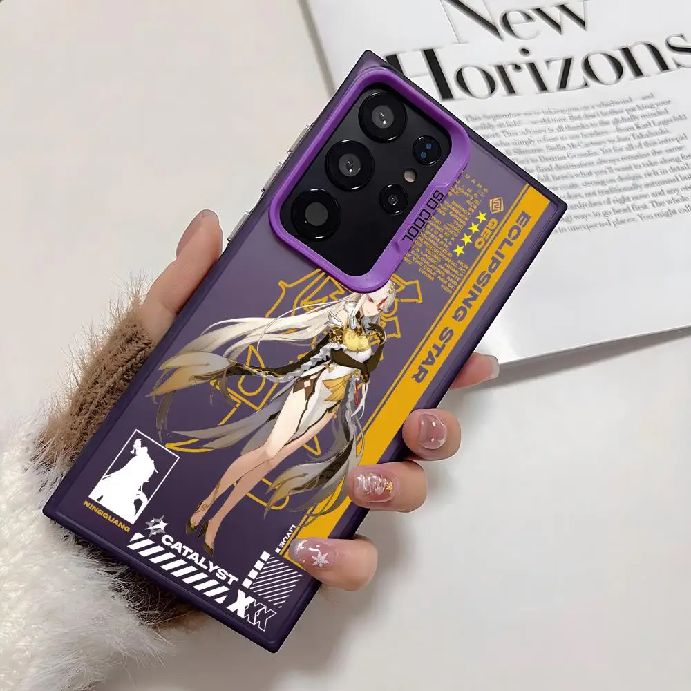 Genshin Impact ruolo carino Cassa Del Telefono Per Samsung Galaxy S25 Edge S24 S23 S22 S21 S20 Ultra Fonda Silicone Argento copertura