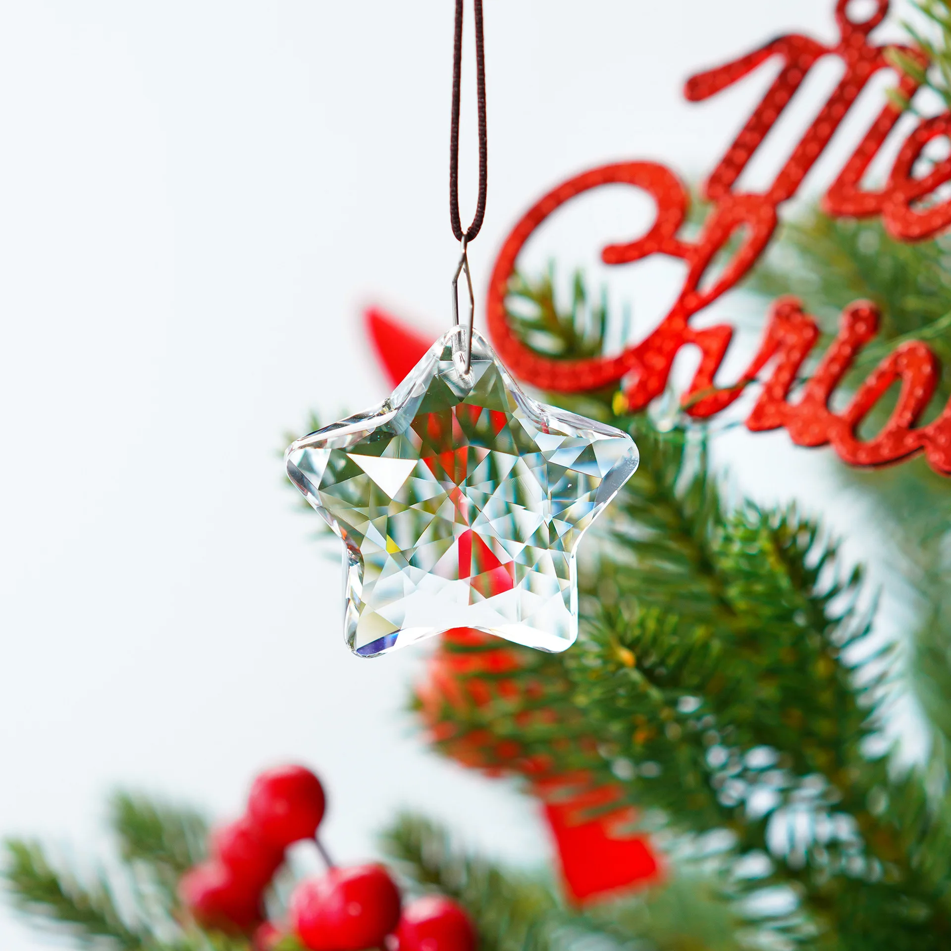 D2 Crystal Star Beads 45mm DIY Suncatcher Prism Parts Pendant Garden Hanging Decor Charms for Jewelry Making Earring Necklaces