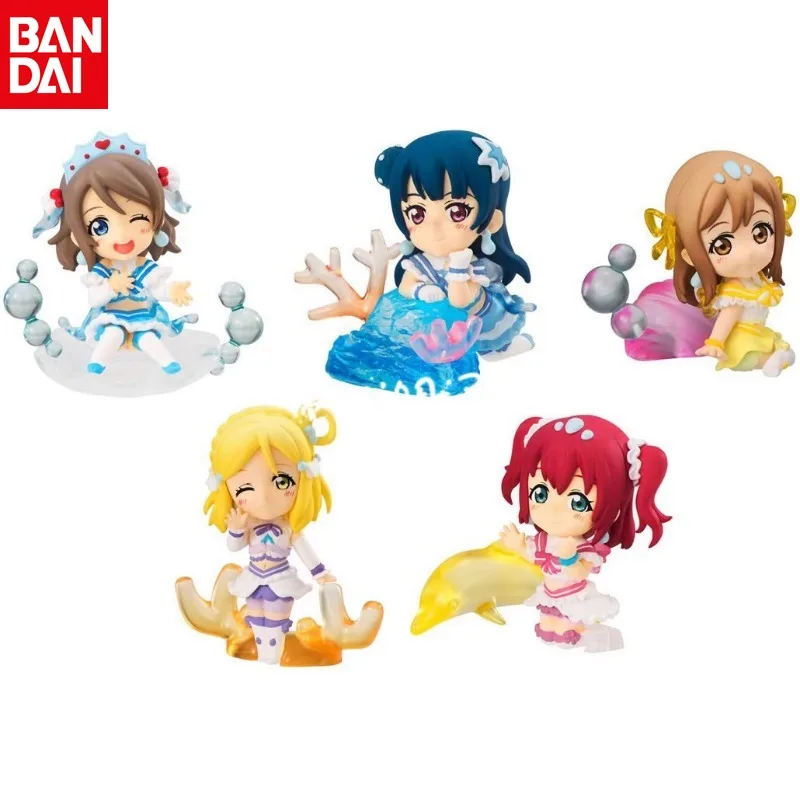 

Original BANDAI LoveLive! Sunshine Aqours Gashapon Toy Watanabe You Sakurauchi Riko Kanan Matsuura Kit Mini Action Figures Doll