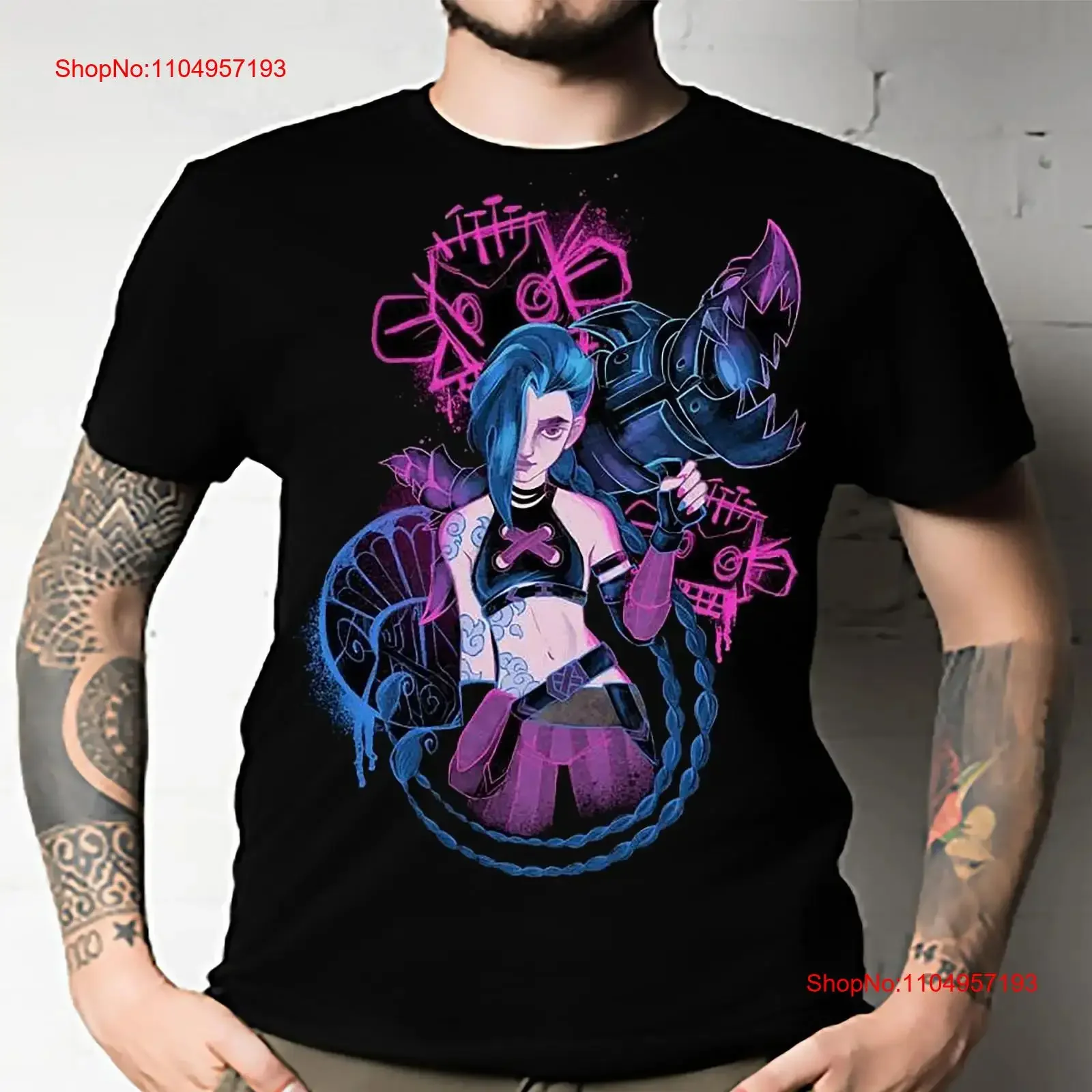 

Jinx Arcane T Shirt Japanese Anime Cartoon vintage Washed fashion Comfortable Breathable Stretched Casual Soft Stylish homme