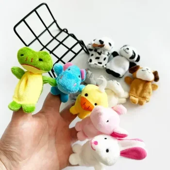 10 stücke Cartoon Biologische Tier Finger Puppe Geschichtenerzählen Handpuppe Plüsch Spielzeug Baby Favor Puppen Lustige Kinder Weihnachten Geschenk