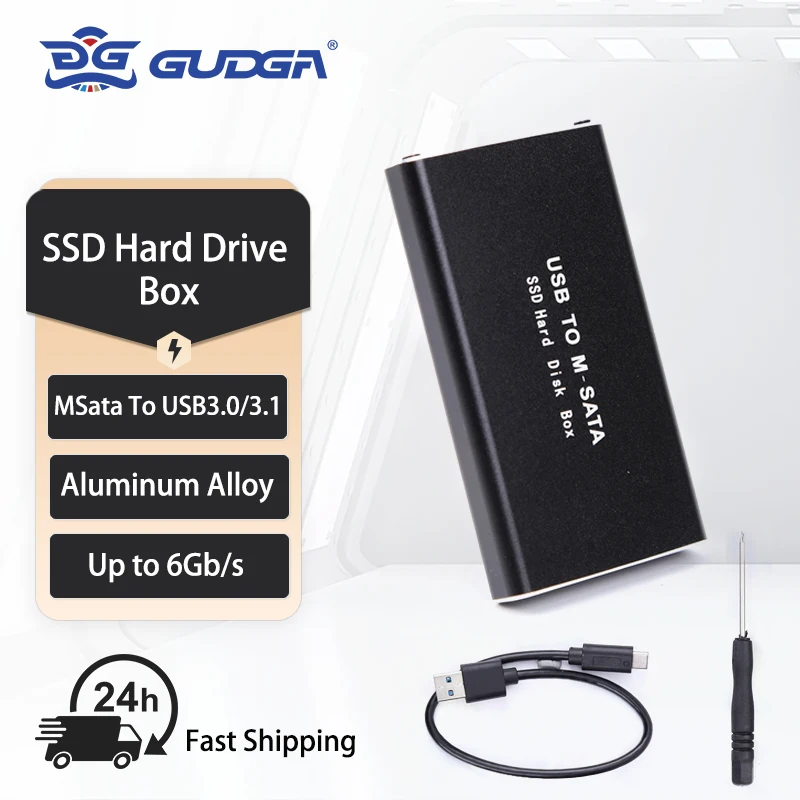 GUDGA mSATA To USB 3.0/3.1 Hard Drive Case Mini SSD Enclosure HD Hard Drive Disk Box Storage External Case Adapter For Windows