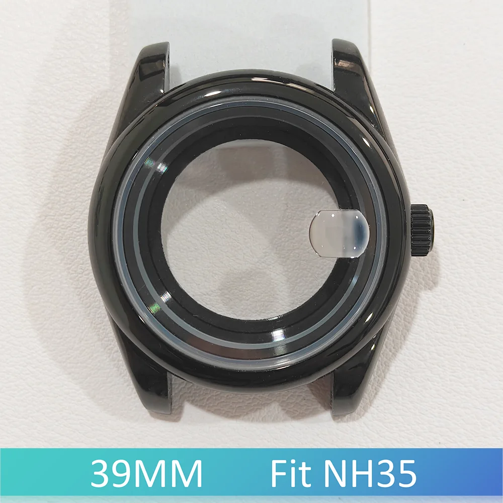 NH35 케이스 39mm, 오이스터 시계 케이스 316L 스테인리스 스틸 사파이어 글라스 투명 바닥 쉘, 캘린더 스트랩 부품 포함