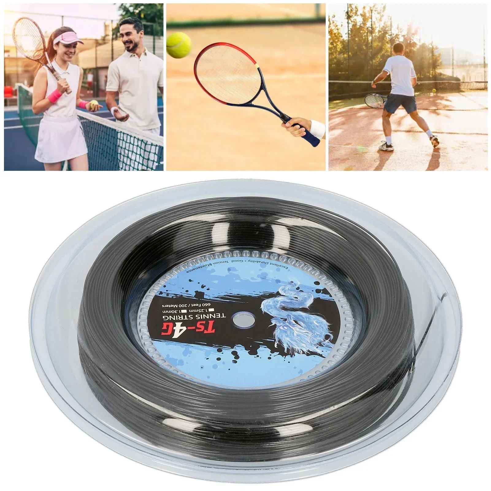 200m Durable Polyester Tennis Racket String Round StrikeResistance Hard Racquet String