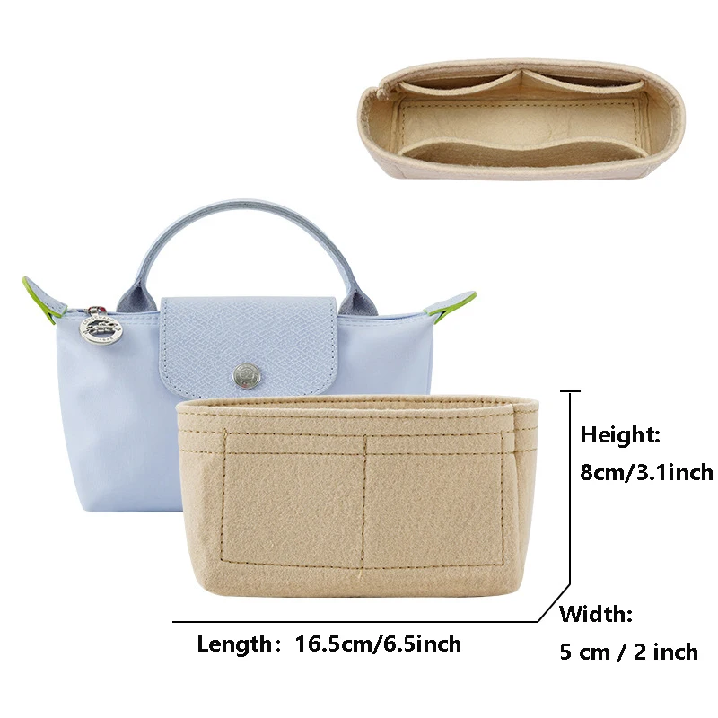 Klassische Knödel Tasche Liner Tasche Organizer für Longchamp Mini Tasche Aufbewahrungstasche Die Liner Tasche Filz Geldbörse Einsatz Handtasche