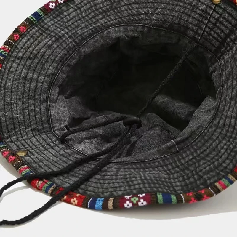 2023 New Bucket Hats Man Women Beach Anti-Sun Panama Mountaineering Travel Fisherman Hats Retro Print Summer Sun Hat Outdoor