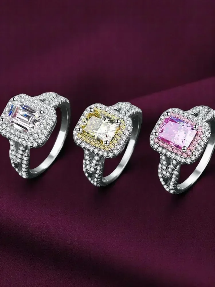 

Лидер продаж, кольцо с муассанитом из стерлингового серебра 925 пробы VVS1, женская мода, 2 карата, инкрустированное розовым и желтым ювелирным изделием для вечеринок с Cer