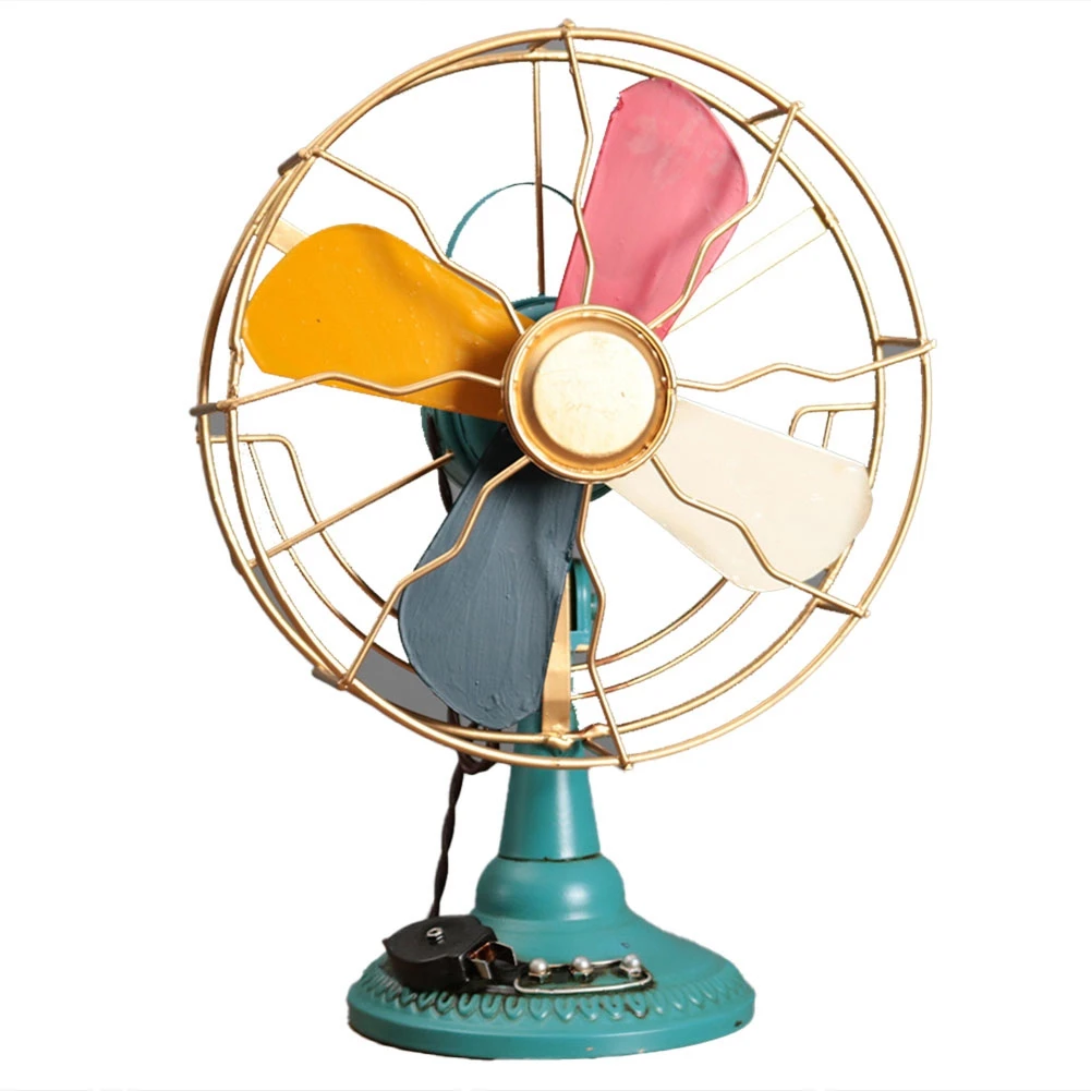 Simulation Electric Fan Vintage Model Crafts Bar Cafe Decoration Ornaments Photography Prop Retro Fan Furnishings F