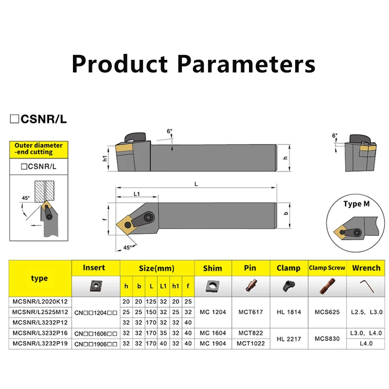 External Turning Tool MCSNR MCSNL MCSNR2020 MCSNR2525 MCSNR3232 Lathe Bar Turning Holder CNC Cutting Tool Cutter Bar