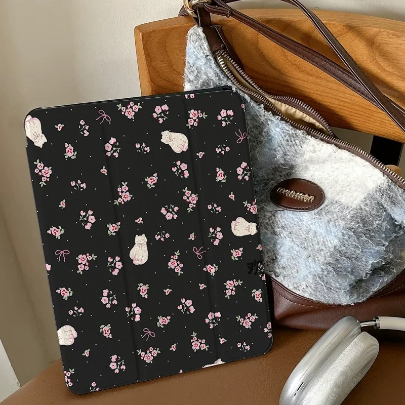 Simple Cat Rabbit Bow Mirror For iPad Case 11th A16 10 9 8 7 5 Pro 13 11 M5 M4 M3 M2 12.9'' Air  4 3 2 1 Mini 7 6 8.3'' Cover