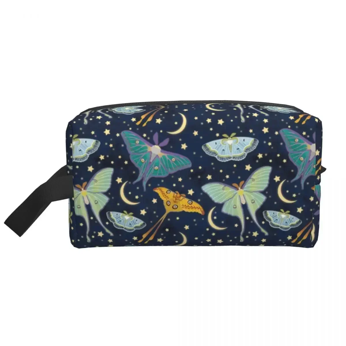 Moon Moth Pattern Makeup Bag Women Travel Cosmetic Organizer Kawaii Insect Storage Toiletry Bags