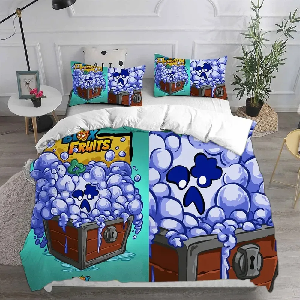 Blox Fruits Bedding Sets Bed Cover Comforter Duvet Cover Pillow Case 2-3 Pieces Sets Single Double Large Size Bedroom Decor