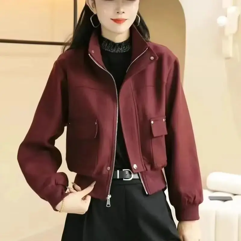 

High-Quality Stand Short Jacket Women's 2025Spring Autumn New Coat Western Style Slim Outwear Female Casual Overcoat Ladies Tops