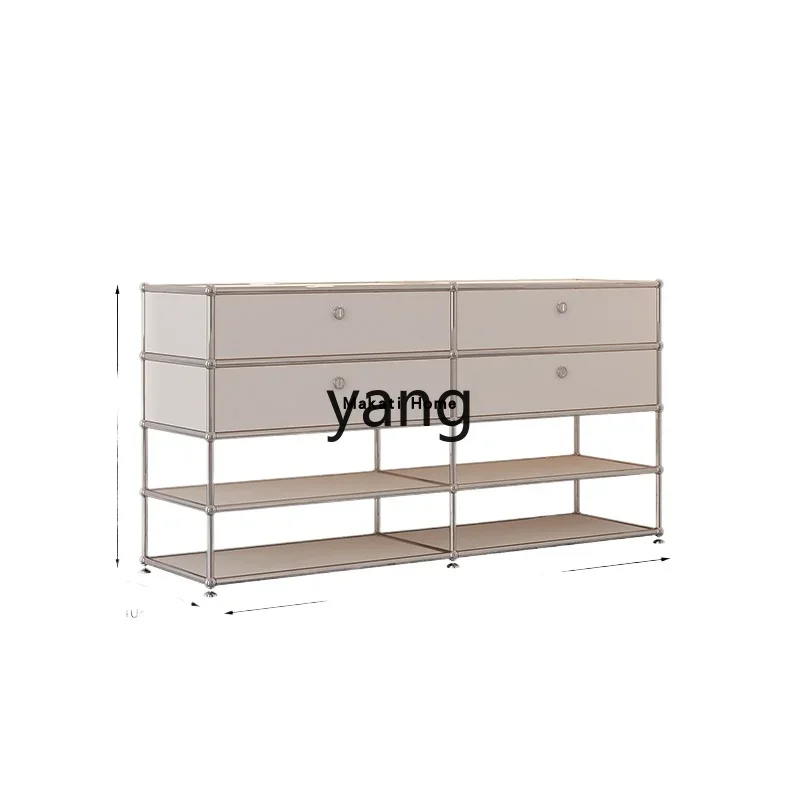 Yjq Mid-Ancient High-End Stainless Steel Module Shoe Cabinet Living Room Storage Chest of Drawers