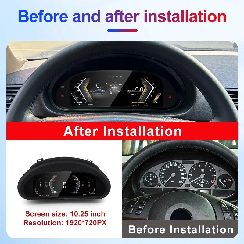Instrument For BMW 3 M3 E46 1999-2004 Car Digital Cluster Dashboard Panel Virtual Cockpit Speed Meter Display Screen Head Unit